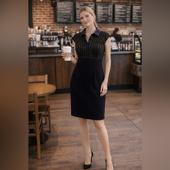 Ann Taylor Dresses & Skirts - Ann Taylor Black and Gold Mini Dress